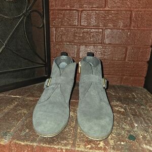 Franco Sarto Amerosa Suede Wedge Bootie Buckle Sz 7 1/2 EUC